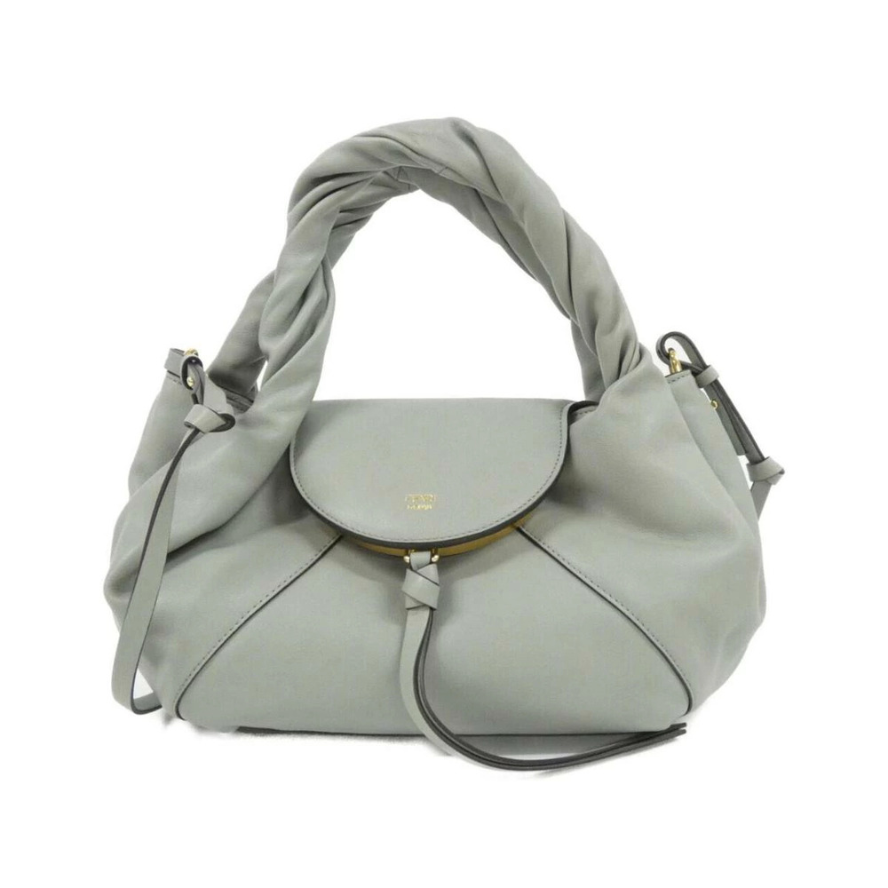 Fendi Spy bag soft gray matcha blue leather braided top handle